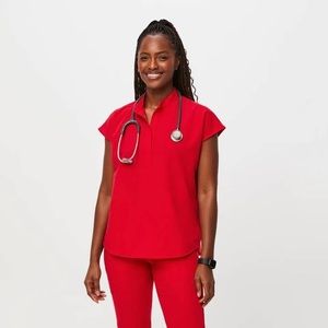 Figs POP red scrub top